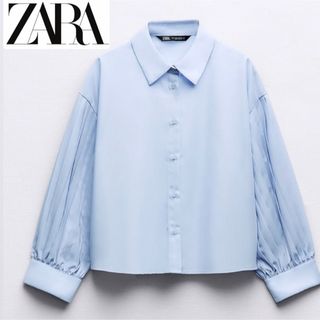 ZARA WOMAN ルーズフィット パッチワーク ロングシャツトップス