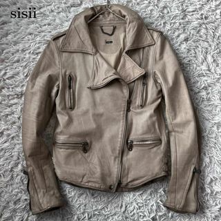 シシ(sisi)のsisii カウレザー ダブルライダース ジャケット グレージュ　定価10万(ライダースジャケット)