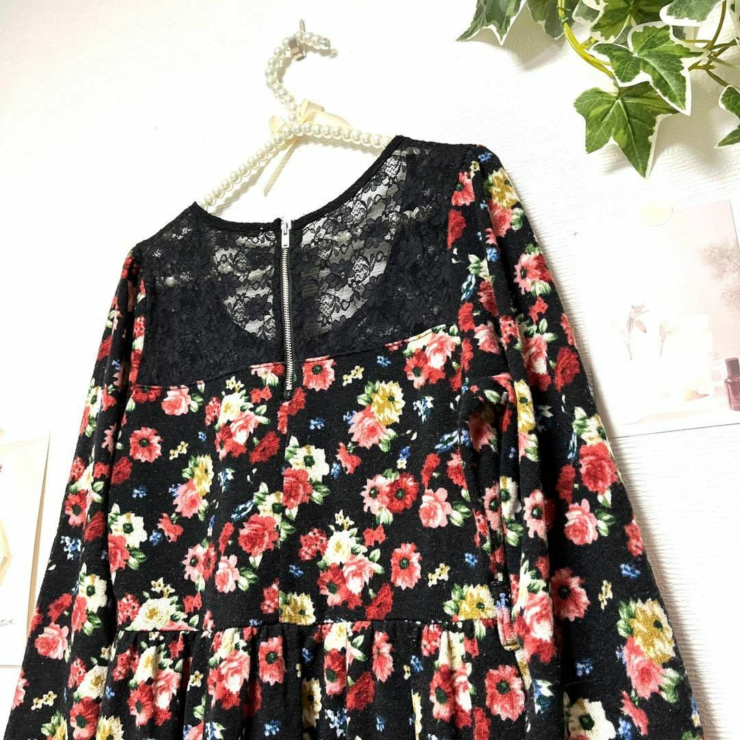 2334  INGNI イング 花柄ミニワンピース M レース チュニック レディースのトップス(チュニック)の商品写真