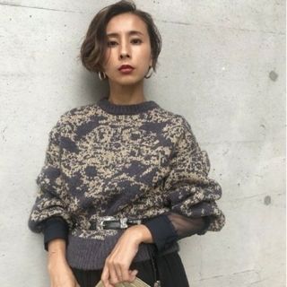 アメリヴィンテージ(Ameri VINTAGE)のAmeri VINTAGE　DAMASK JACQUARD KNIT(ニット/セーター)