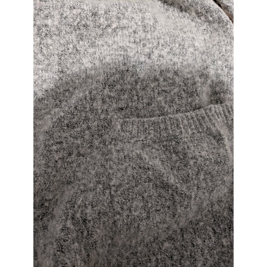 フード付 ふわふわロングカーディガン グレー M レディースのトップス(カーディガン)の商品写真