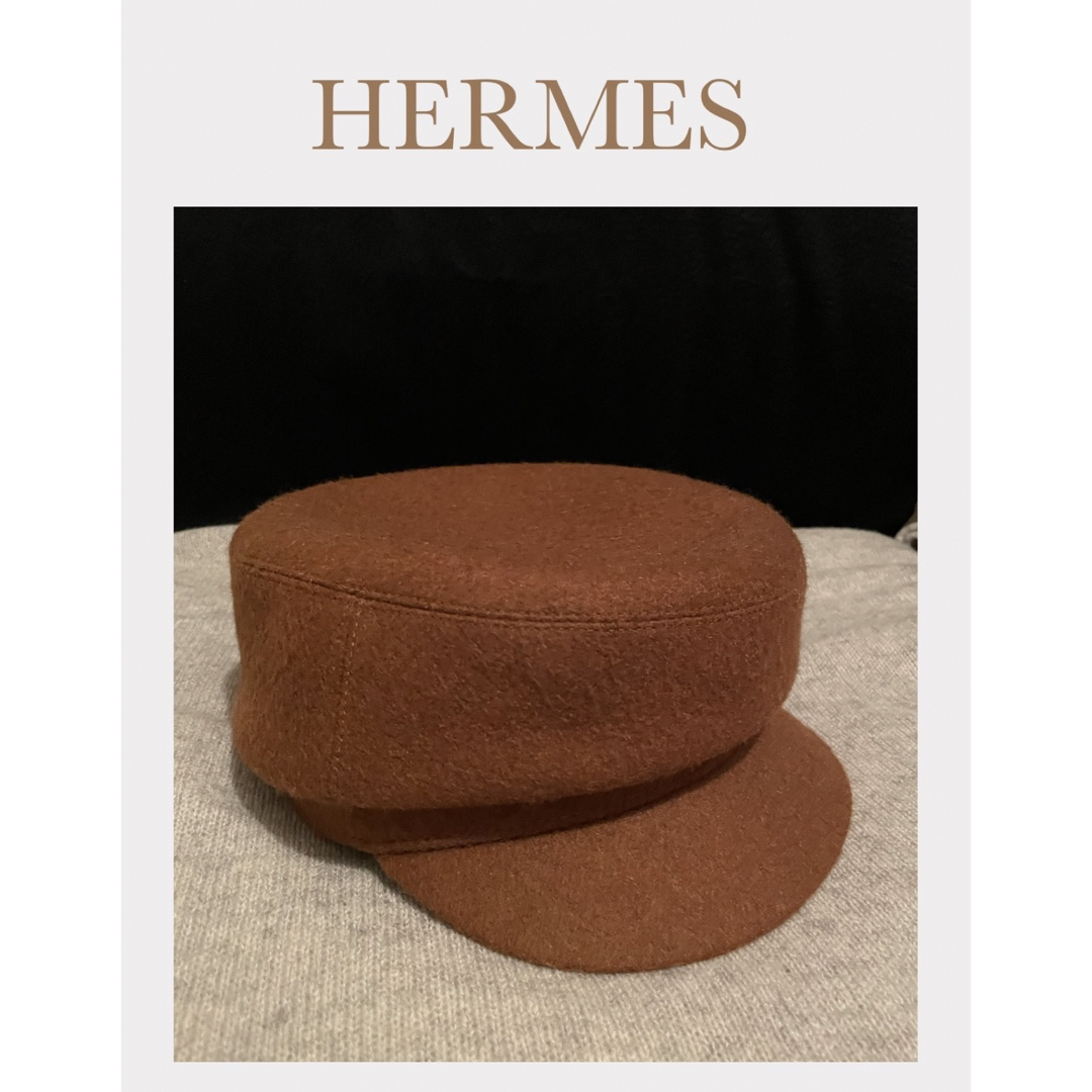 Hermes(エルメス)の⭐︎美品⭐︎ エルメス　カシミヤ100% キャスケット　キャメル レディースの帽子(キャスケット)の商品写真