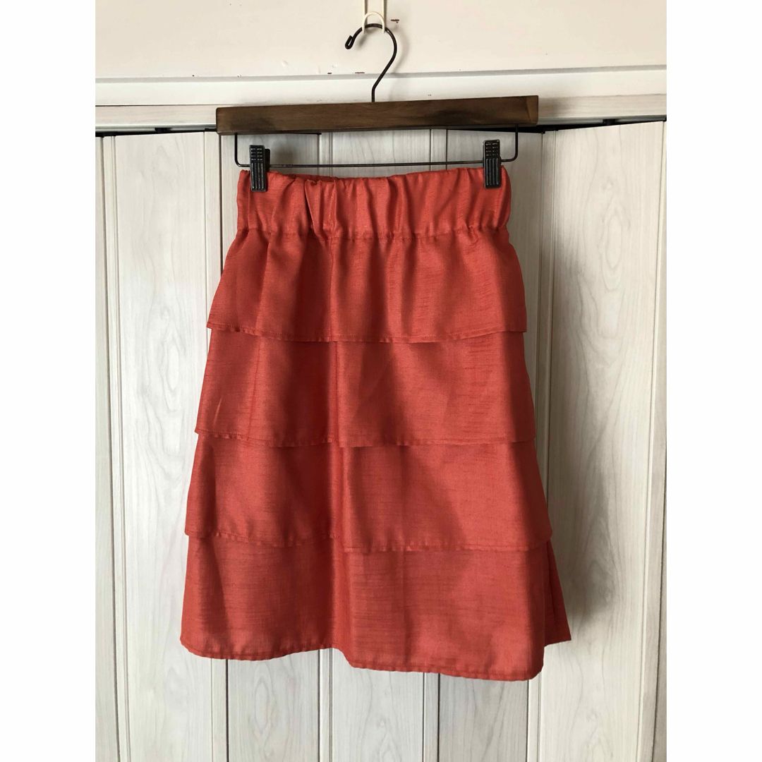 ◆オレンジのティアードスカート/M/未着品◆21 レディースのスカート(ひざ丈スカート)の商品写真