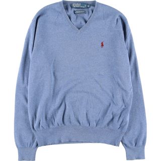 ラルフローレン(Ralph Lauren)の古着 ラルフローレン Ralph Lauren POLO by Ralph Lauren Vネック コットンニットセーター メンズM ヴィンテージ /eaa415937(ニット/セーター)