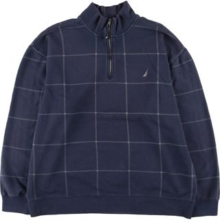 ノーティカ(NAUTICA)の古着 ノーティカ NAUTICA チェック柄 ハーフジップスウェットシャツ トレーナー メンズXXL /eaa389482(スウェット)