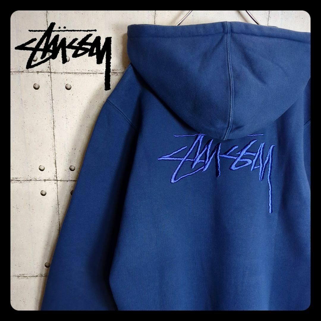 STUSSY - 【両面☆刺繍デザイン】STUSSY ビッグロゴ 裏起毛パーカー