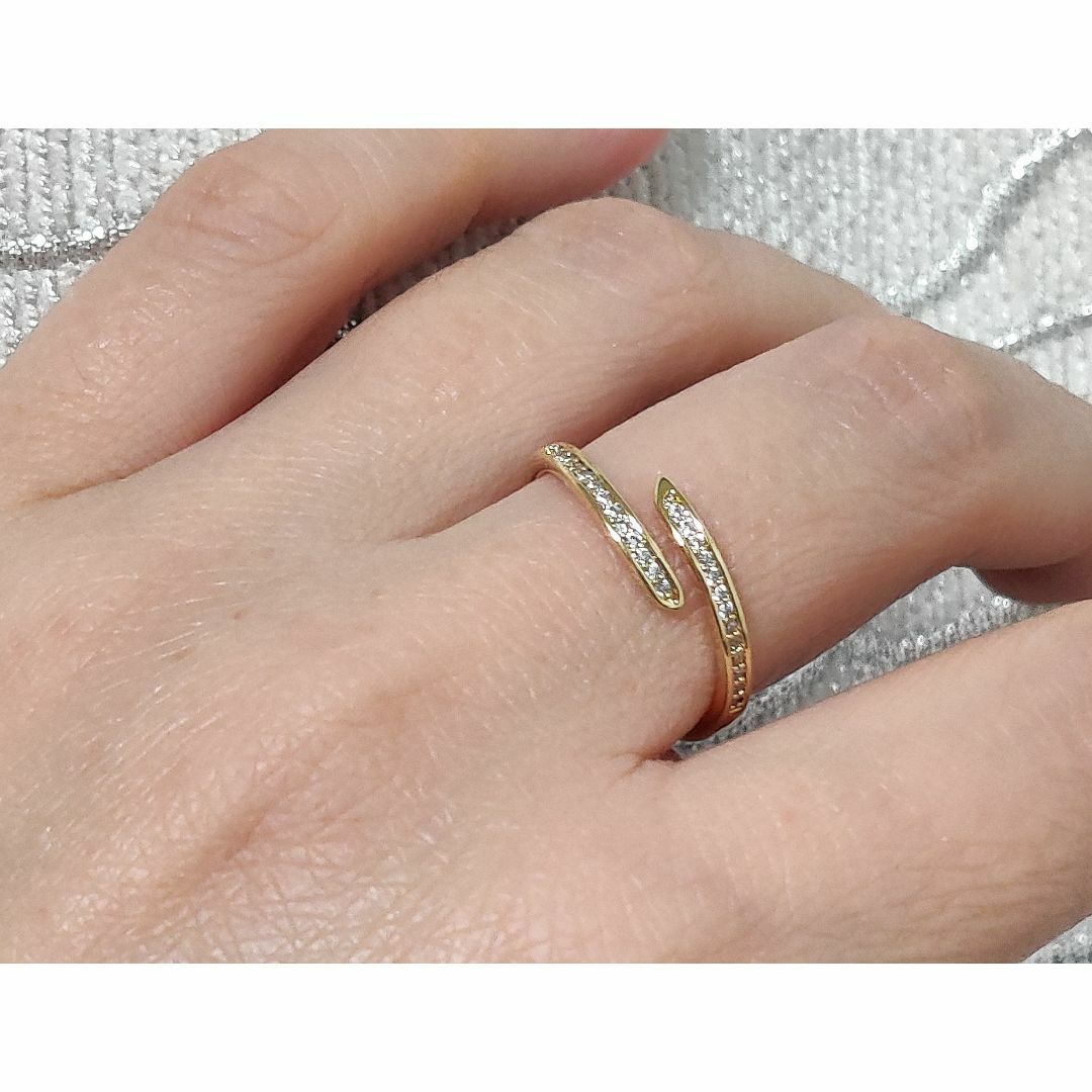 18K RGP ゴールド ダイヤ CZ ハーフ エタニティ リング gu1475 レディースのアクセサリー(リング(指輪))の商品写真