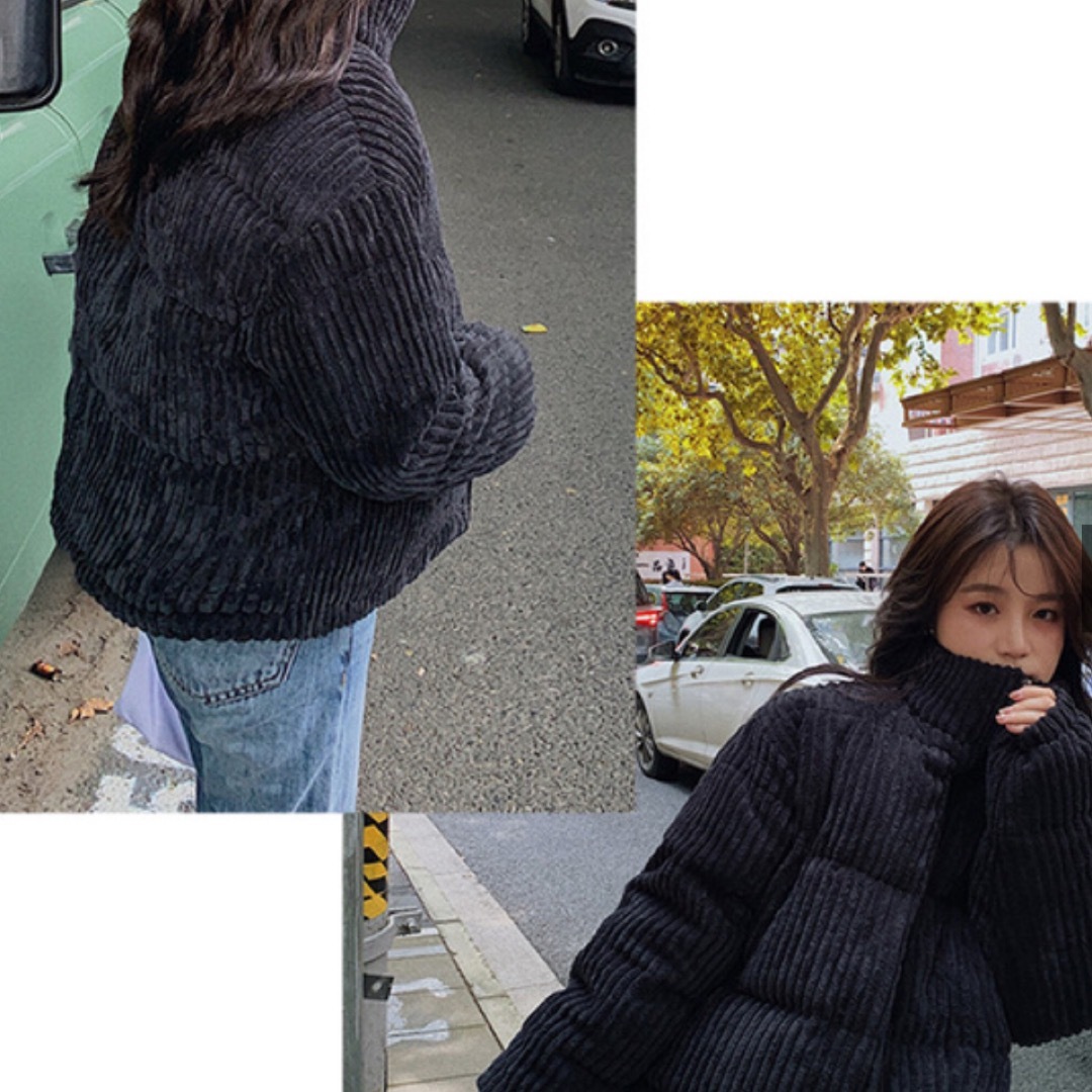 grl コーデュロイダウンジャケット ブラック メンズのジャケット/アウター(ダウンジャケット)の商品写真