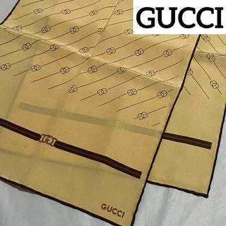 グッチ(Gucci)の美品 ★GUCCI★ ロングスカーフ シフォン GGロゴ ベルト ベージュ(バンダナ/スカーフ)