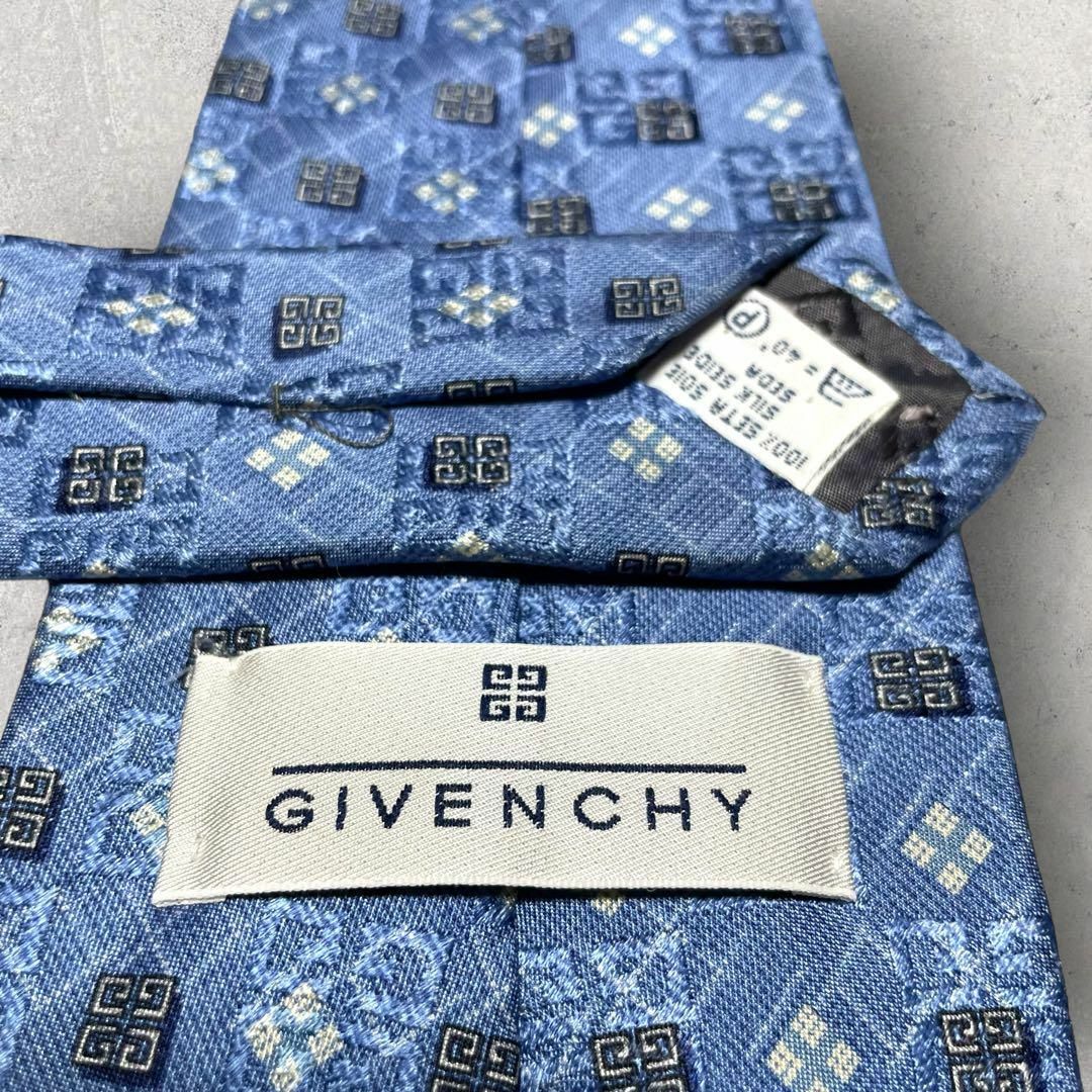美品 GIVENCHY ジバンシー 4G柄 小紋柄 総柄 ネクタイ 水色 ブルー メンズのファッション小物(ネクタイ)の商品写真
