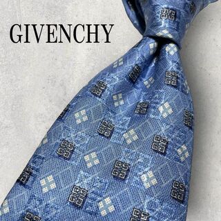美品 GIVENCHY ジバンシー 4G柄 小紋柄 総柄 ネクタイ 水色 ブルー(ネクタイ)