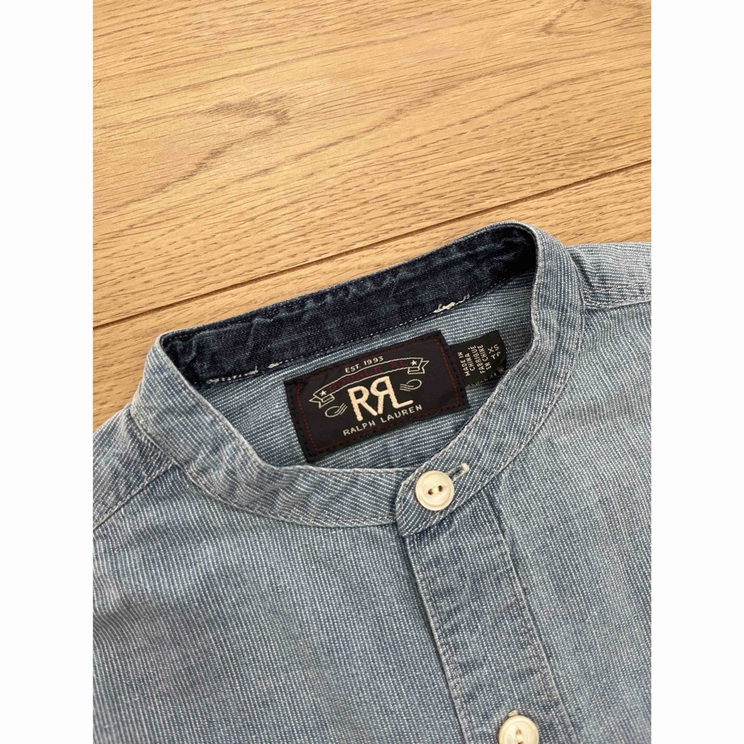 RRL(ダブルアールエル)のRRL ストライプ バンドカラー シャツ リペア ダメージダブルアールエル メンズのトップス(シャツ)の商品写真