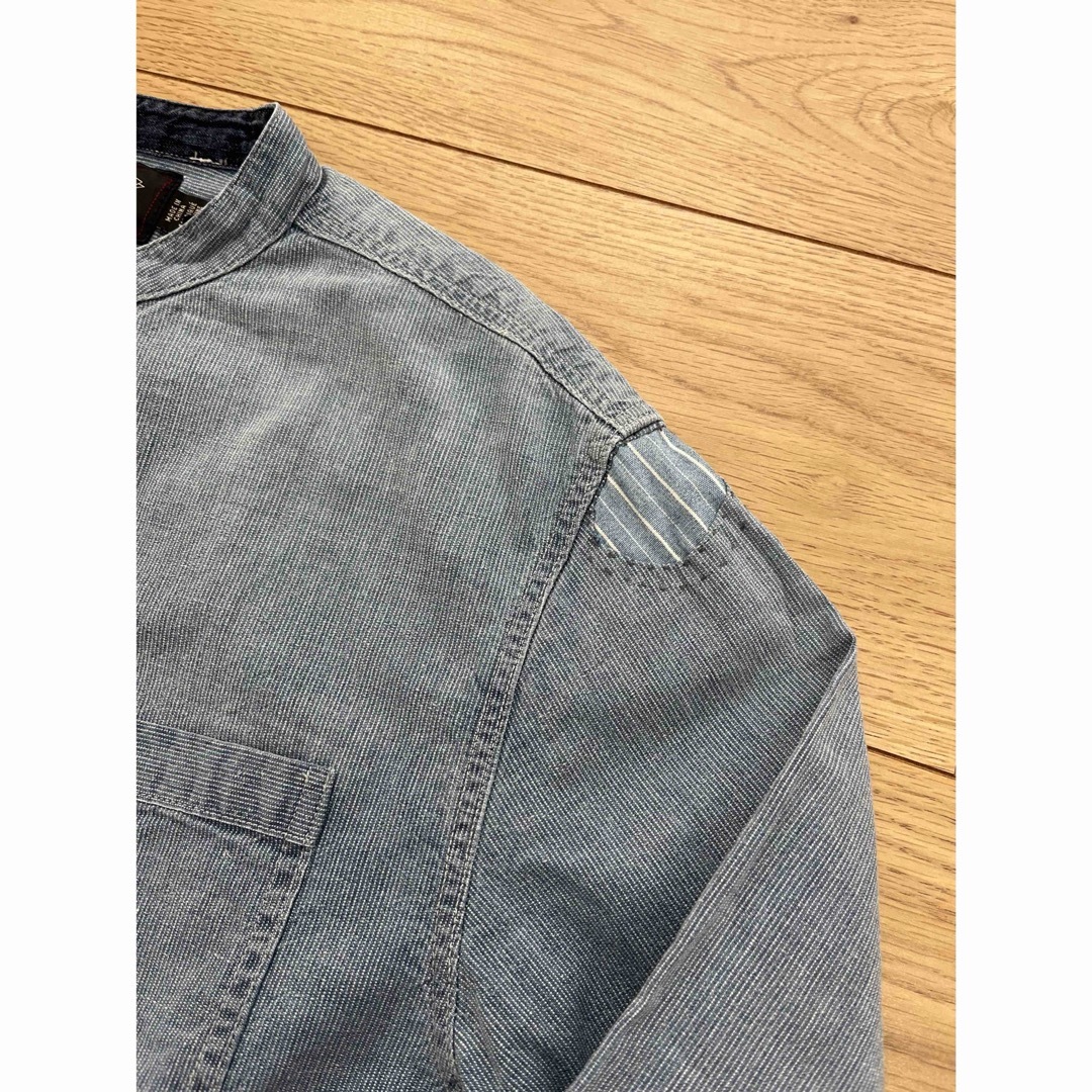 RRL(ダブルアールエル)のRRL ストライプ バンドカラー シャツ リペア ダメージダブルアールエル メンズのトップス(シャツ)の商品写真