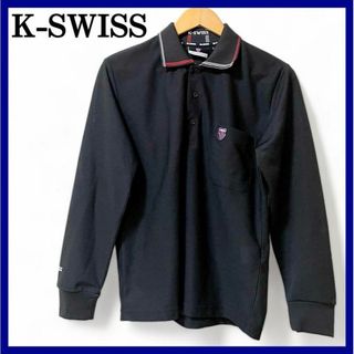 ケースイス(K-SWISS)の美品 K-SWISSケースイス ポロシャツ 長袖 S ブラック 黒 ゴルフ(ポロシャツ)