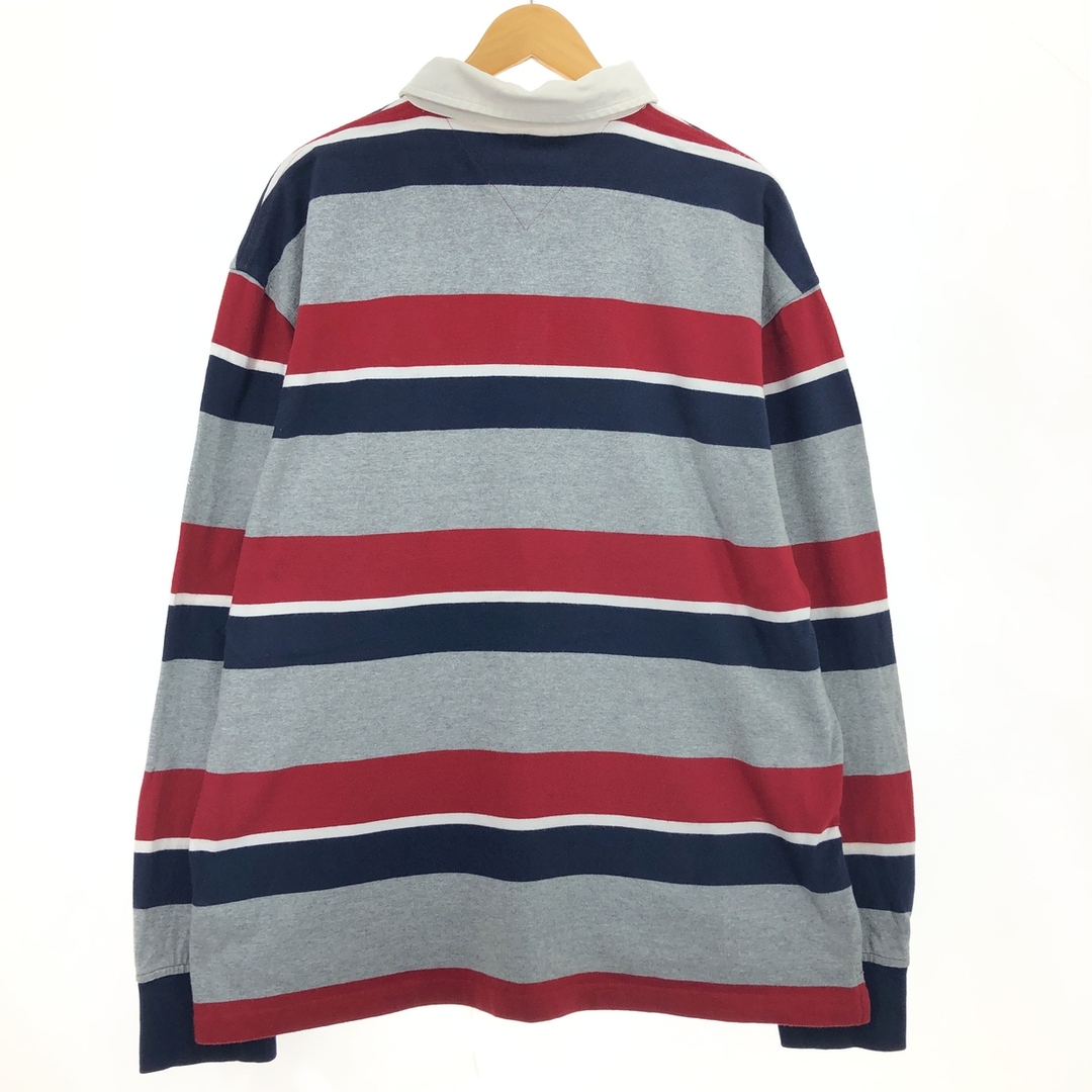 TOMMY HILFIGER(トミーヒルフィガー)の古着 トミーヒルフィガー TOMMY HILFIGER マルチボーダー柄 長袖 ラガーシャツ メンズXL /eaa414161 メンズのトップス(シャツ)の商品写真