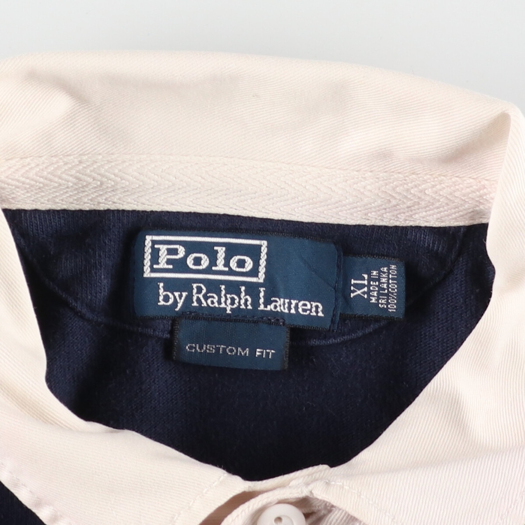 Ralph Lauren(ラルフローレン)の古着 ラルフローレン Ralph Lauren POLO by Ralph Lauren CUSTOM FIT ボーダー柄 長袖 ラガーシャツ メンズXL /eaa414875 メンズのトップス(シャツ)の商品写真