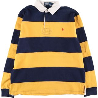 ラルフローレン(Ralph Lauren)の古着 ラルフローレン Ralph Lauren POLO by Ralph Lauren ボーダー柄 長袖 ラガーシャツ メンズL /eaa414877(シャツ)