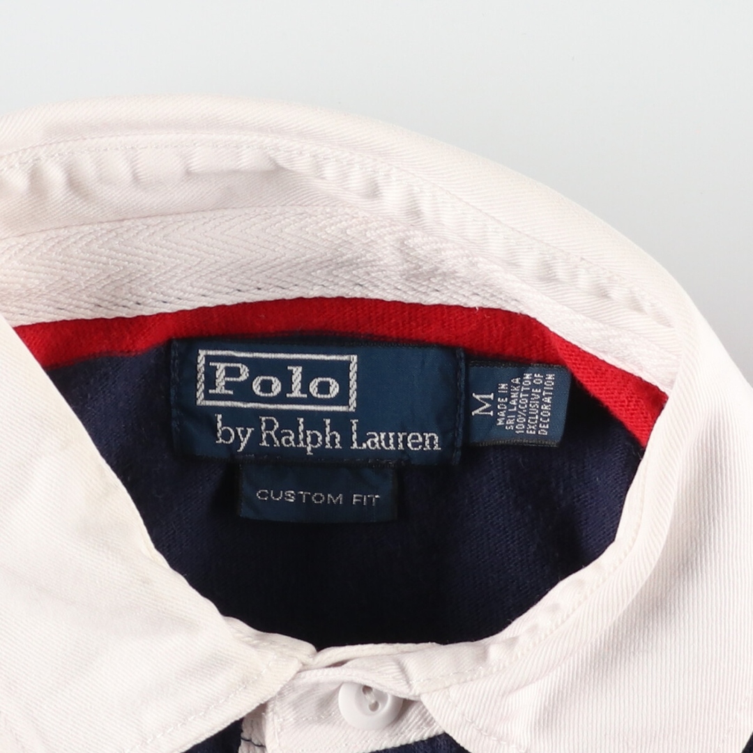 Ralph Lauren(ラルフローレン)の古着 ラルフローレン Ralph Lauren POLO by Ralph Lauren CUSTOM FIT ナンバリング ボーダー柄 長袖 ラガーシャツ メンズM /eaa414878 メンズのトップス(シャツ)の商品写真