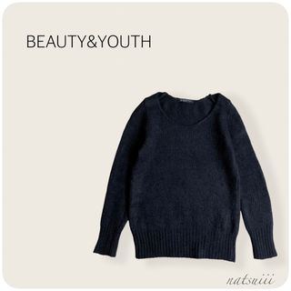 ビューティアンドユースユナイテッドアローズ(BEAUTY&YOUTH UNITED ARROWS)のBEAUTY&YOUTH . アルパカ シルク リブ プルオーバー ブラック(ニット/セーター)