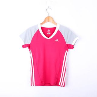 アディダス(adidas)のアディダス Tシャツ 半袖 ストレッチ クライマクール スポーツウエア トップス レディース Mサイズ ピンク adidas(Tシャツ(半袖/袖なし))