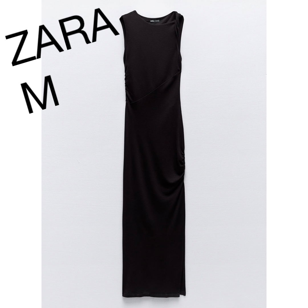 ZARA(ザラ)のドレープ入りロングワンピース レディースのワンピース(ロングワンピース/マキシワンピース)の商品写真