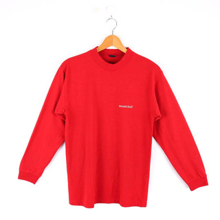 モンベル(mont bell)のモンベル Tシャツ 長袖  ウイックロン アウトドア トップス 日本製 赤 メンズ XSサイズ レッド mont-bell(Tシャツ/カットソー(七分/長袖))