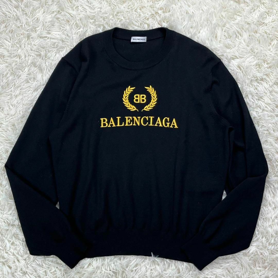 chaichaiレディース美品 BALENCIAGA バレンシアガ ウール ニット 刺繍 ロゴ ブラック