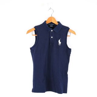 ラルフローレン(Ralph Lauren)のラルフローレン ポロシャツ ノースリーブ コットン100% ビッグポニー トップス  レディース Sサイズ ネイビー RALPH LAUREN(ポロシャツ)