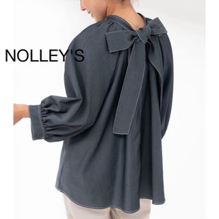 ノーリーズ(NOLLEY'S)の【新品】ノーリーズ 2WAYデニムライクリボンタイブラウス ブルー系 日本製(シャツ/ブラウス(長袖/七分))