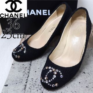 シャネル(CHANEL)のCHANEL シャネル　23 パンプス　ココマーク ツイード コルクヒール(ハイヒール/パンプス)