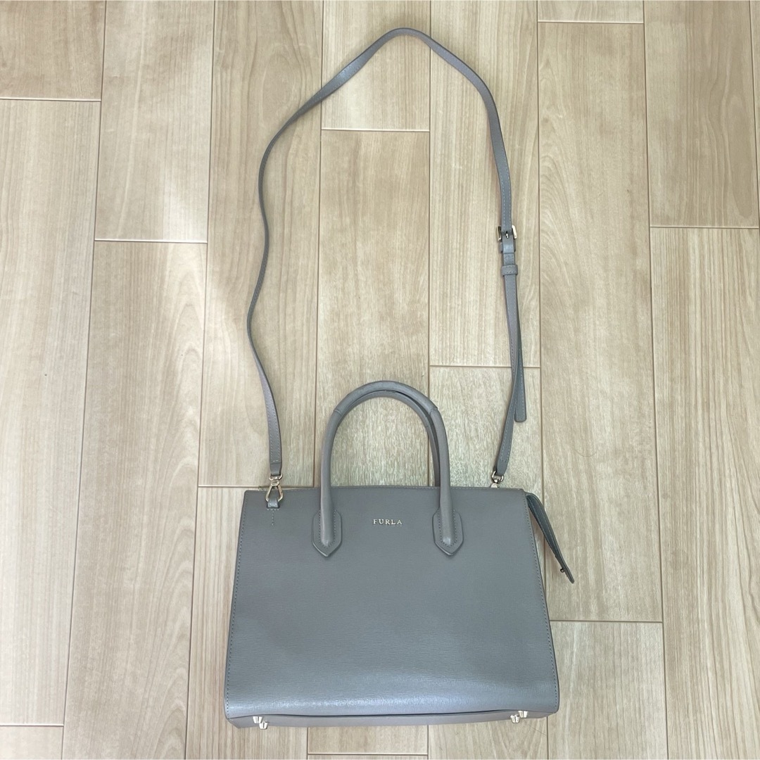 美品✨FURLAフルラ / 2way ハンドバッグ ショルダー グレー