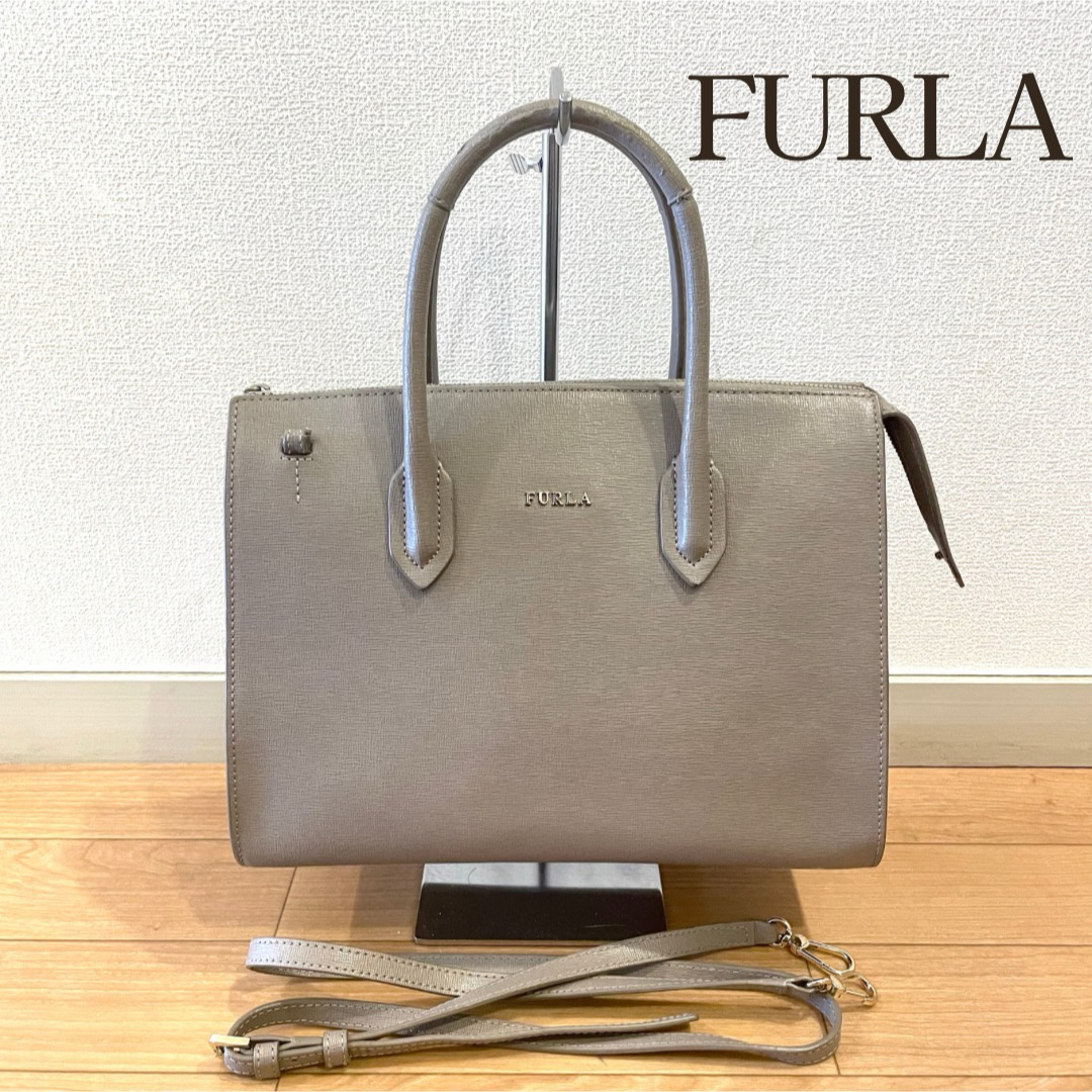 Furla - 美品✨FURLAフルラ / 2way ハンドバッグ ショルダー グレーの