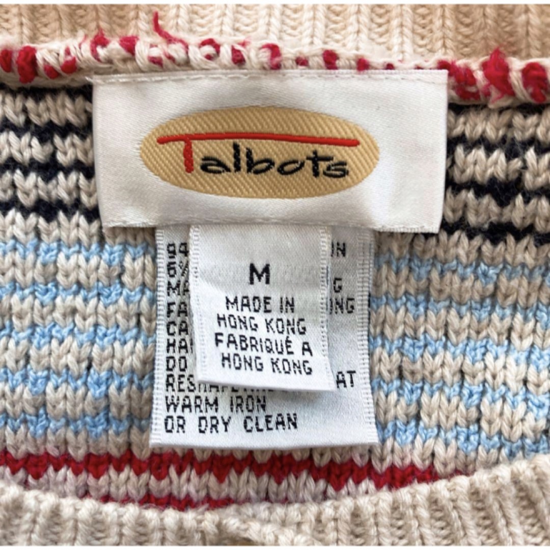 TALBOTS(タルボット)のタルボット　ニットカーディガン　ボーダー　マルチカラー　Mサイズ　コットン混 レディースのトップス(カーディガン)の商品写真