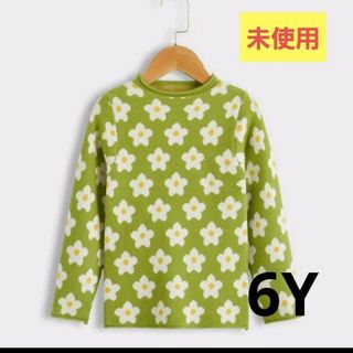 SHEIN - 未使用！SHEIN シーイン フラワーパターン ニット グリーン 6Y