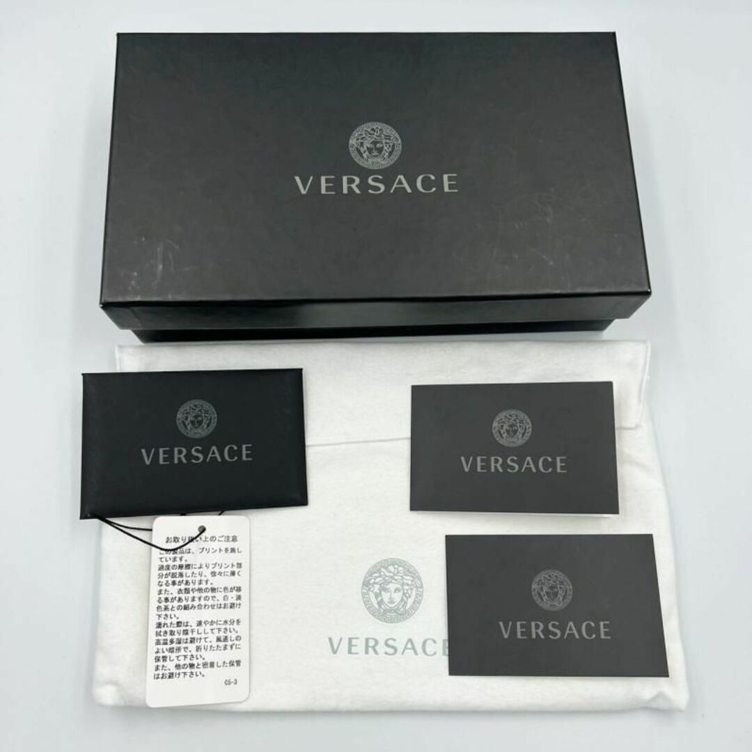 極美品 VERSACE ロングウォレット ブラック 90sロゴ