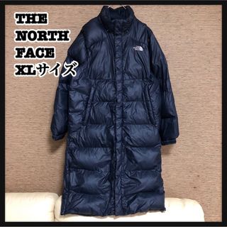 ザノースフェイス(THE NORTH FACE)の【ノースフェイス】ロングダウンコート　ベンチコート　ネイビー　XL　刺繍軽量w6(ダウンジャケット)