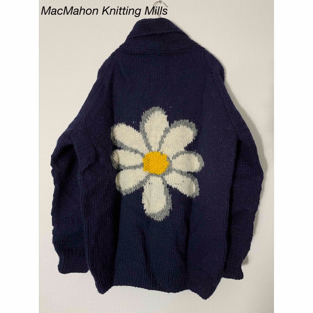 MacMahon Knitting Mills ジップニットカーディガンカラーネイビーホワイトイエロー