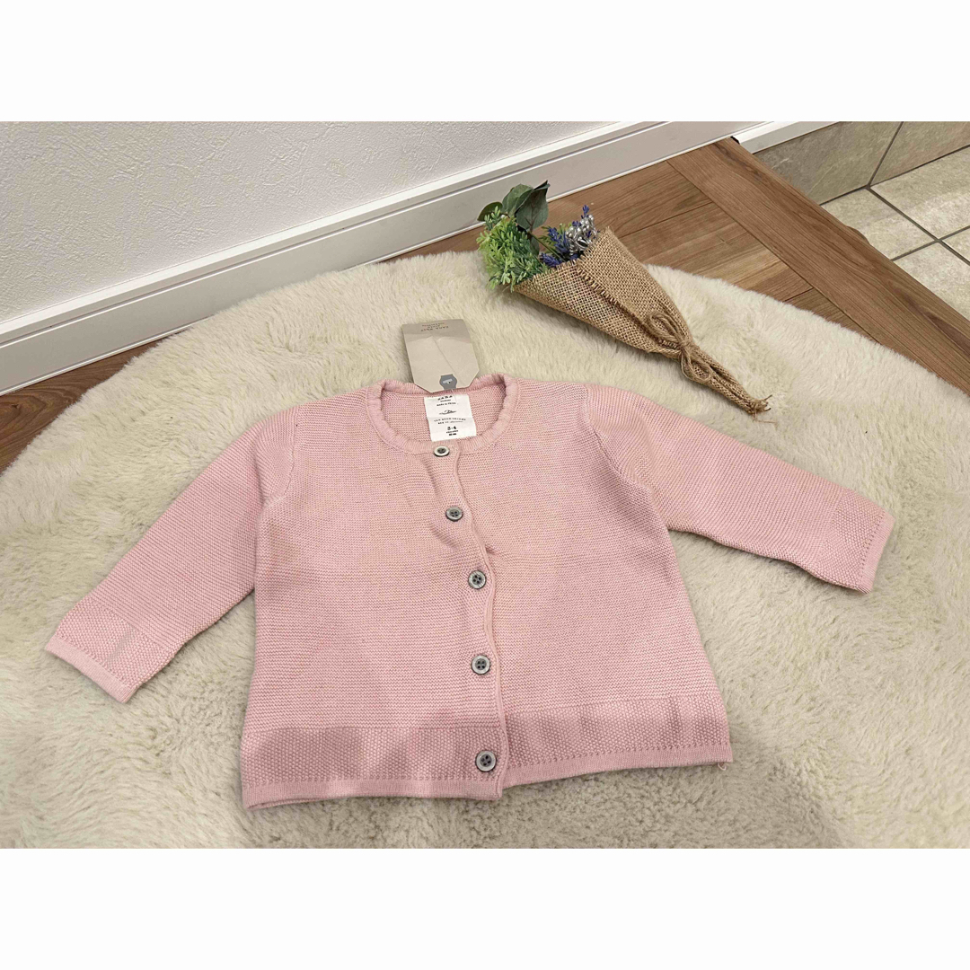 ZARA KIDS(ザラキッズ)の新品 ZARA ザラ ニットカーディガン アウター ピンク 80cm ウール キッズ/ベビー/マタニティのベビー服(~85cm)(カーディガン/ボレロ)の商品写真