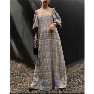 アメリヴィンテージ(Ameri VINTAGE)のAmeri VINTAGE LACEY CHECK PUFF DRESS (ロングワンピース/マキシワンピース)