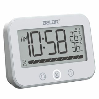 【色: ホワイト】防水時計 デジタル 温湿度計 防水LCD大液晶画面 シャワー時(置時計)