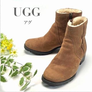 アグ(UGG)の希少品 UGG アグ ブーツ レザー ブラウン 23cm 3332 ブーティー(ブーツ)