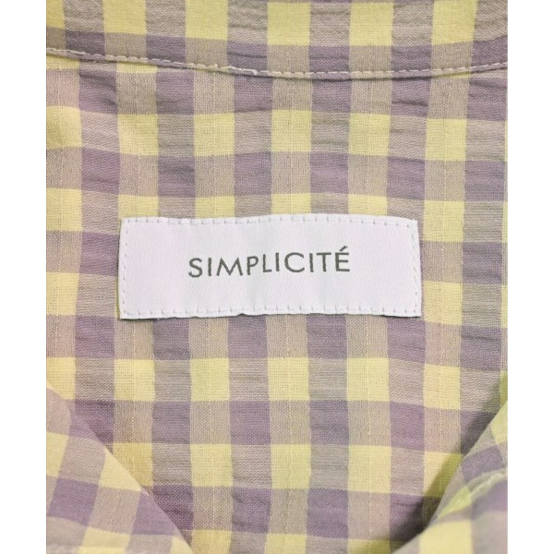 Simplicite(シンプリシテェ)のSimplicite シンプルシテ カジュアルシャツ F 黄xグレー(チェック) 【古着】【中古】 レディースのトップス(シャツ/ブラウス(長袖/七分))の商品写真