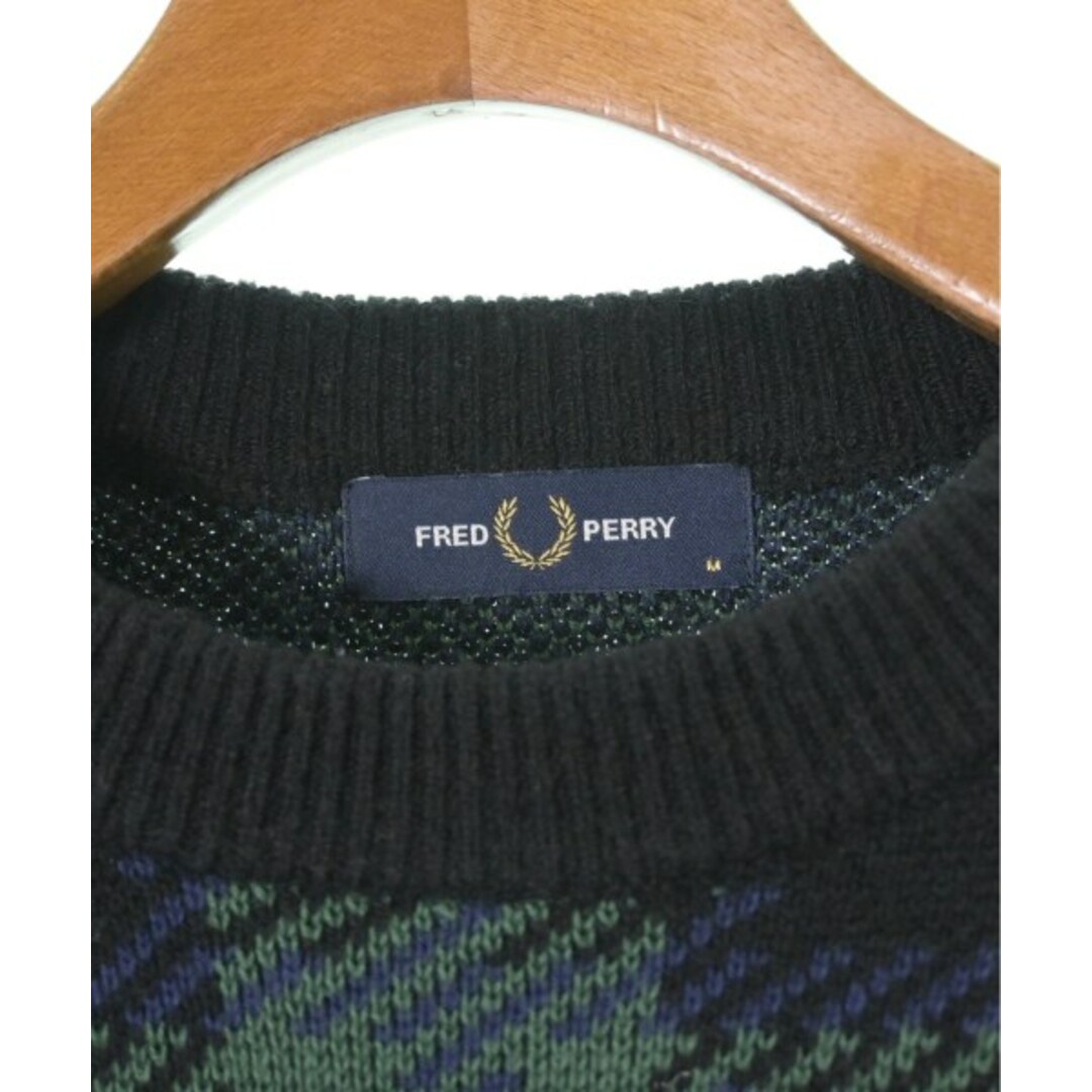 FRED PERRY(フレッドペリー)のFRED PERRY ニット・セーター M 黒x紫x緑(チェック) 【古着】【中古】 メンズのトップス(ニット/セーター)の商品写真