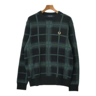 フレッドペリー(FRED PERRY)のFRED PERRY ニット・セーター M 黒x紫x緑(チェック) 【古着】【中古】(ニット/セーター)