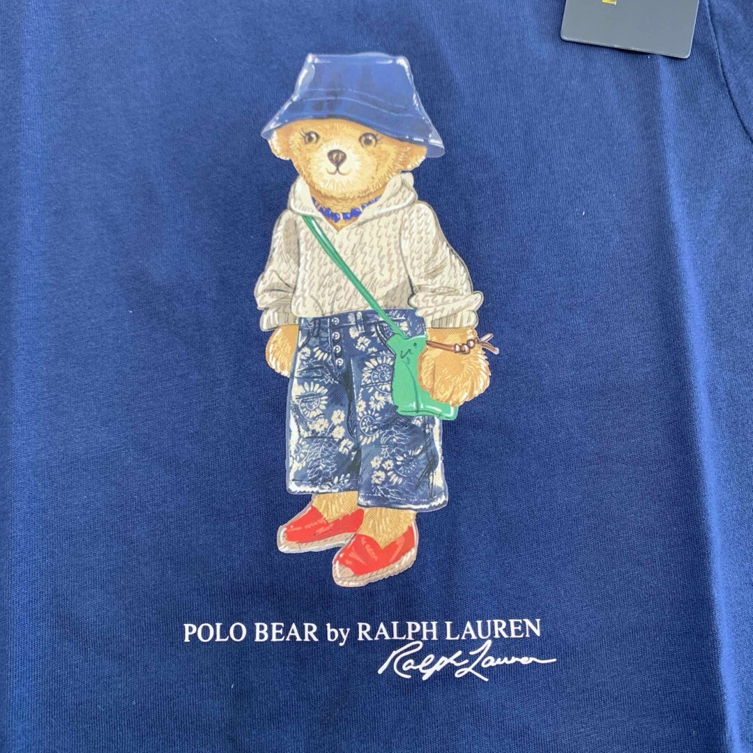 Ralph Lauren(ラルフローレン)の【新品】ラルフローレン ポロベア ミサンガ Tシャツ ワンピース ネイビー 4 キッズ/ベビー/マタニティのキッズ服女の子用(90cm~)(ワンピース)の商品写真