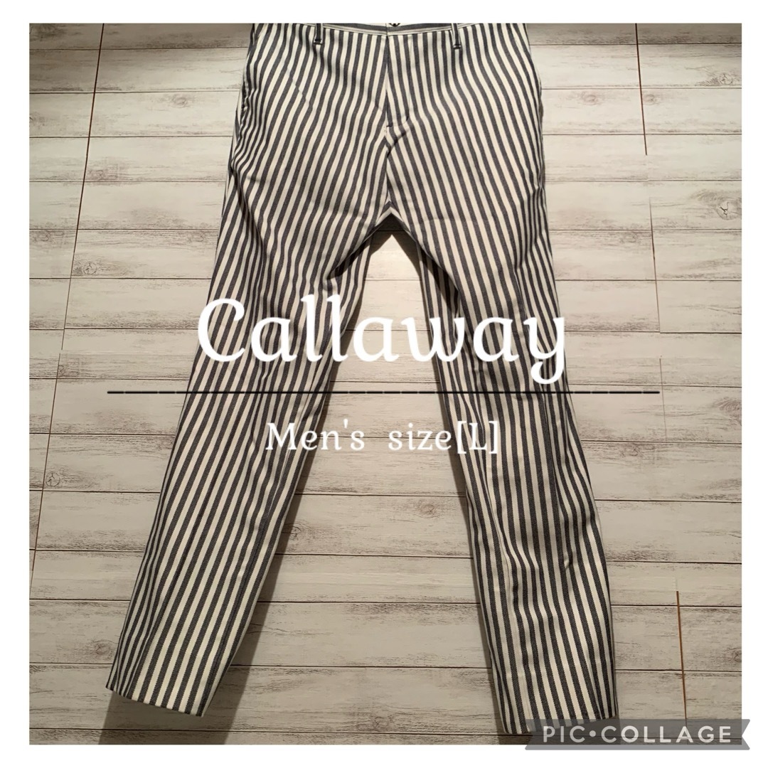 Callaway(キャロウェイ)のキャロウェイ◆パンツ②◆メンズ◆L◆ホワイト×ネイビー◆USED スポーツ/アウトドアのゴルフ(ウエア)の商品写真