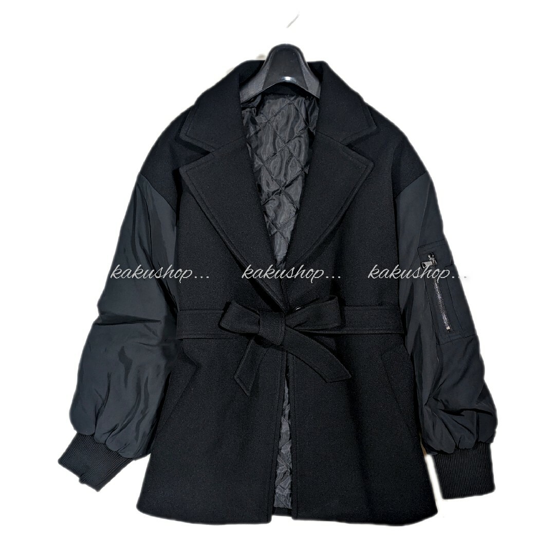 SCOT CLUB(スコットクラブ)のYAMADAYA 異素材 コート 人気のブラック 新品未使用タグ付き レディースのジャケット/アウター(トレンチコート)の商品写真