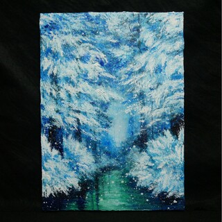 油絵 絵画 【冬の川】(絵画/タペストリー)