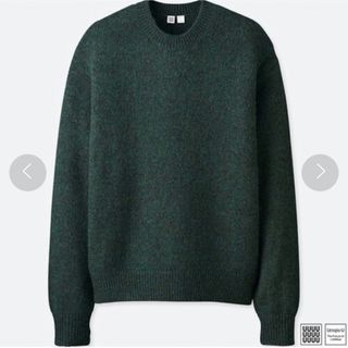 ユニクロ(UNIQLO)の【美品】UNIQLO U メランジクルーネックセーター グリーン メンズ M(ニット/セーター)