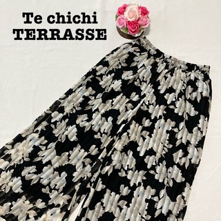 テチチ(Techichi)のテチチ　テラス　 レディース　花柄ワイドパンツ　ブラック　フリーサイズ　レース　(カジュアルパンツ)